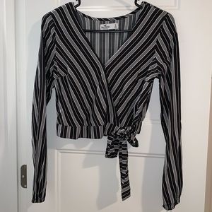 Hollister Crop Wrap Front Tie Striped Top BWOT